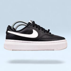 Nike Court Vision Alta LTR Leather Shoes Black White Women's Size 9.5 DM0113-002